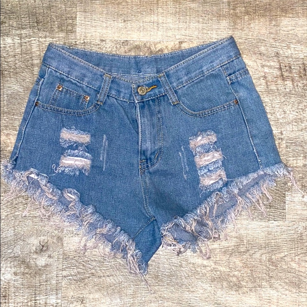 High waisted denim shorts